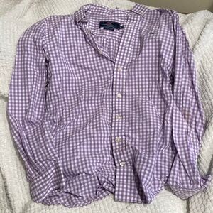 Vineyard vines Men's Purple and white Checkered Shirt-size small
